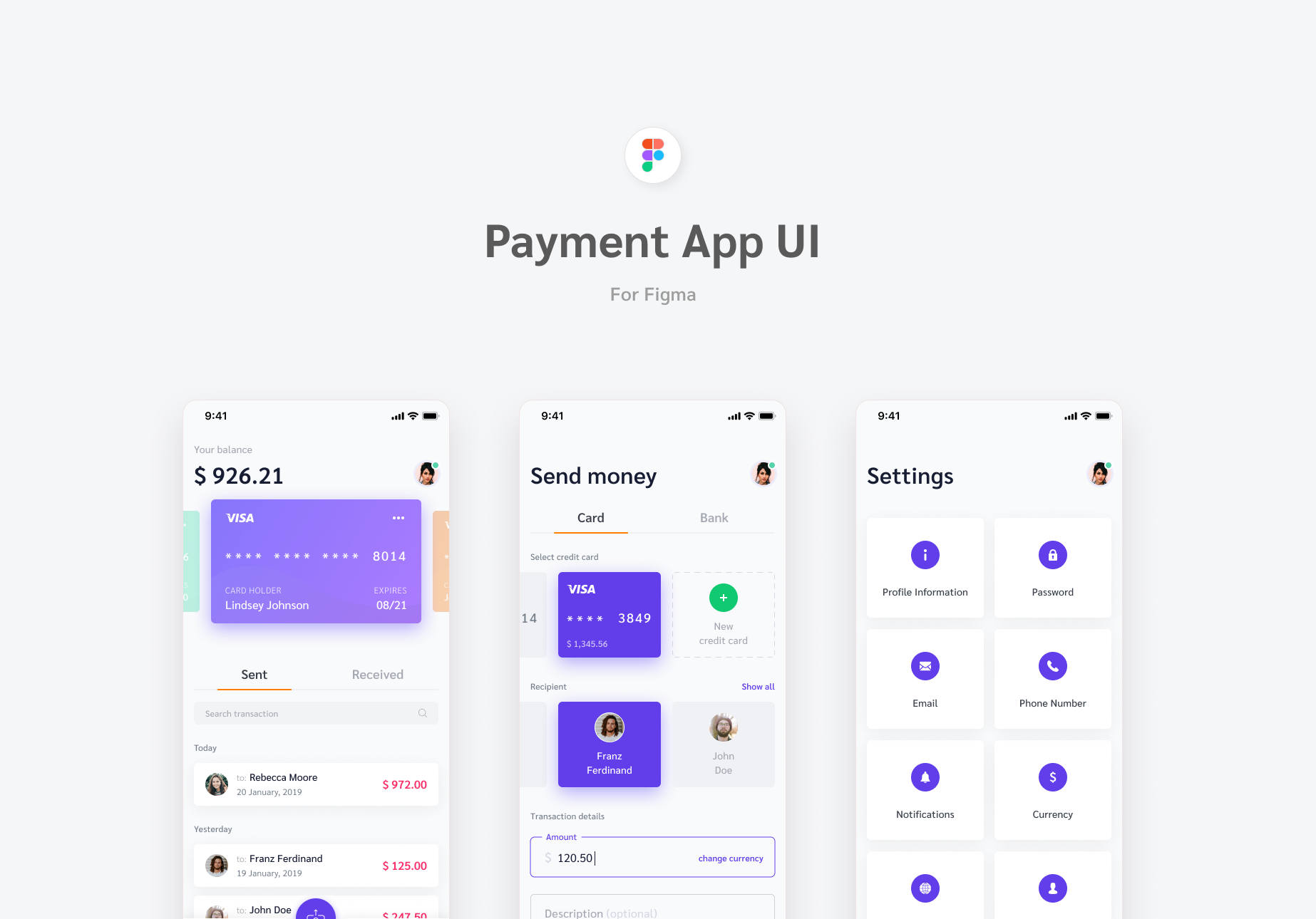 Figma payment app UI